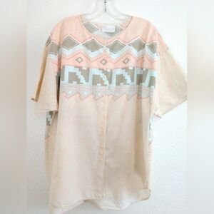 Cute Vintage Women's Southwest Print Shirt 80s 90s It's Paquette USA Size 20W
